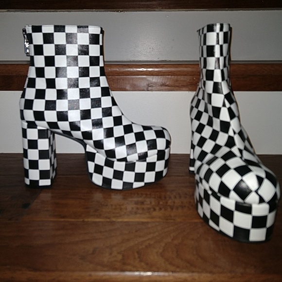 checkered platform boots